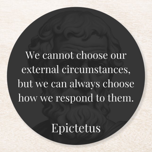 Epictetus Wisdom: Empowerment through Response Underlägg Papper Rund (Framsidan)