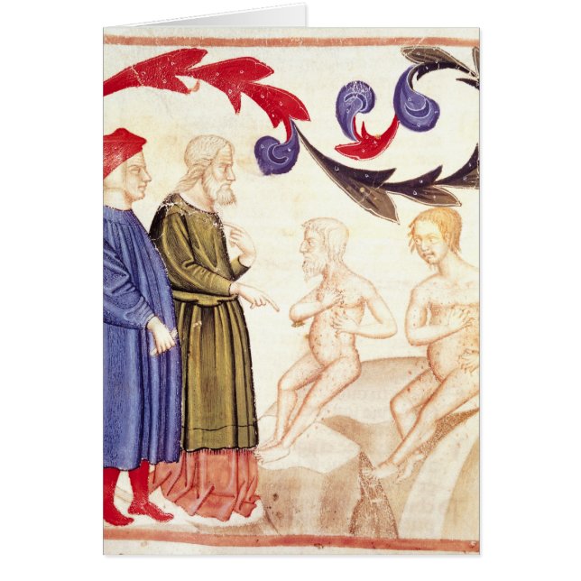Epidemi-slågna Dante, Virgil och Hälsningskort (Framsidan)