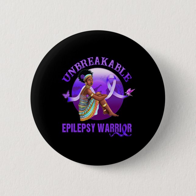 Epilepsi Awareness Black Women Obrytable Warrio Knapp (Framsida)