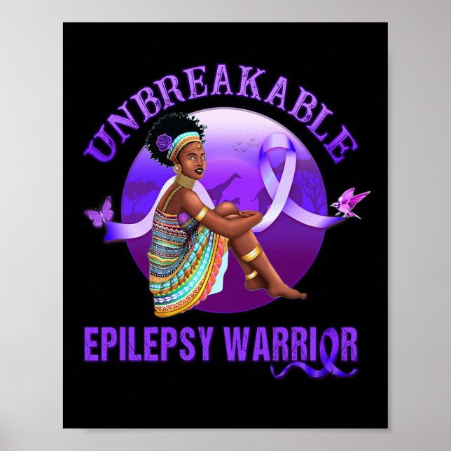 Epilepsi Awareness Black Women Obrytable Warrio Poster (Framsidan)