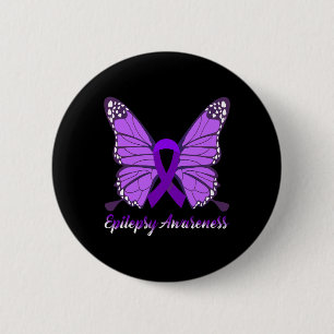 Epilepsi Awareness Butterfly Lila Ribbon Epileps Knapp