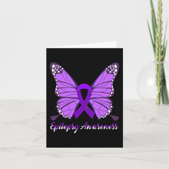 Epilepsi Awareness Butterfly Lila Ribbon Epileps Kort (Framsida)