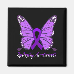 Epilepsi Awareness Butterfly Lila Ribbon Epileps Magnet