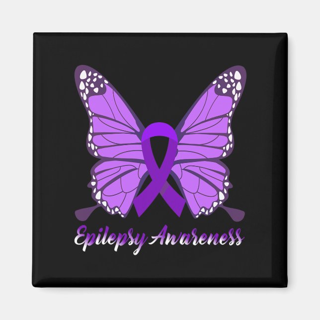 Epilepsi Awareness Butterfly Lila Ribbon Epileps Magnet (Framsidan)