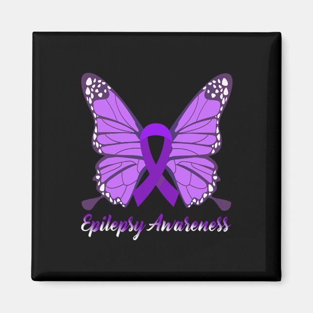 Epilepsi Awareness Butterfly Lila Ribbon Epileps Magnet (Framsidan)