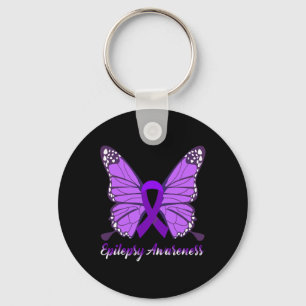 Epilepsi Awareness Butterfly Lila Ribbon Epileps Nyckelring