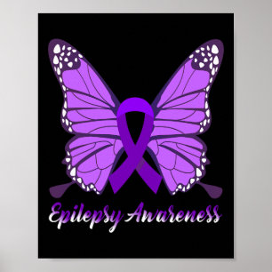 Epilepsi Awareness Butterfly Lila Ribbon Epileps Poster