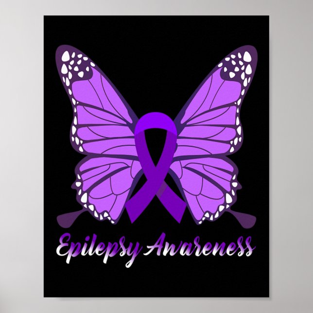 Epilepsi Awareness Butterfly Lila Ribbon Epileps Poster (Framsidan)