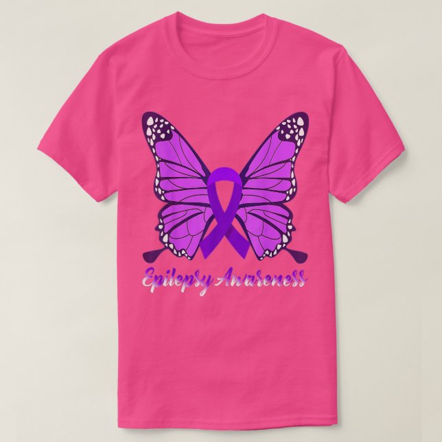 Epilepsi Awareness Butterfly Lila Ribbon Epileps T Shirt (Design framsida)