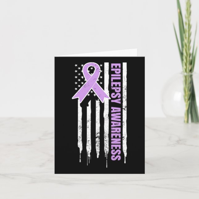 Epilepsi Awareness Design Patriotic US American Fl Kort (Framsida)