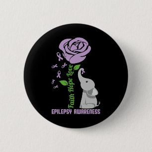 Epilepsi Awareness Faith Hope Kärlek Flower Elepha Knapp