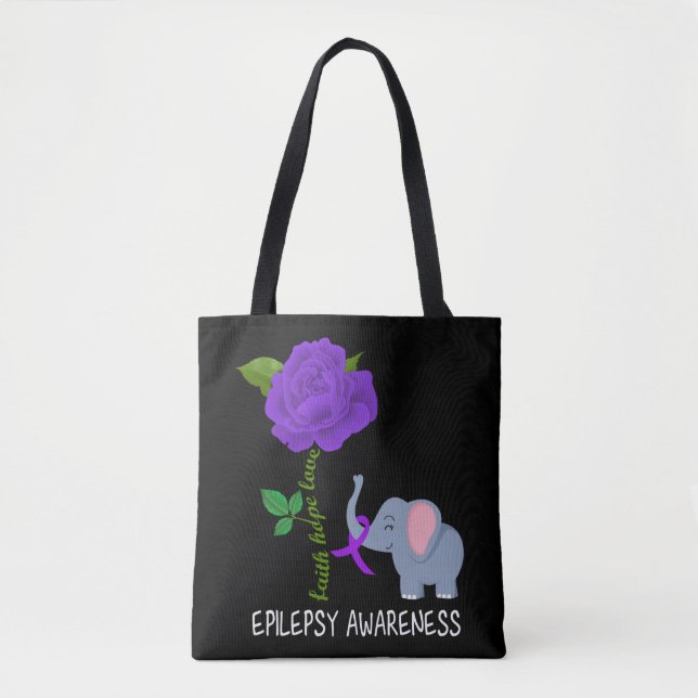 Epilepsi Awareness Faith Hope Kärlek Flower Elepha Tygkasse (Framsida)