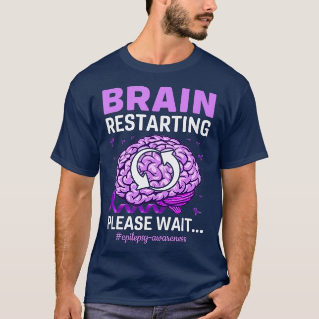 Epilepsi Awareness Funny Brain Restarting, tack T Shirt (Framsida)