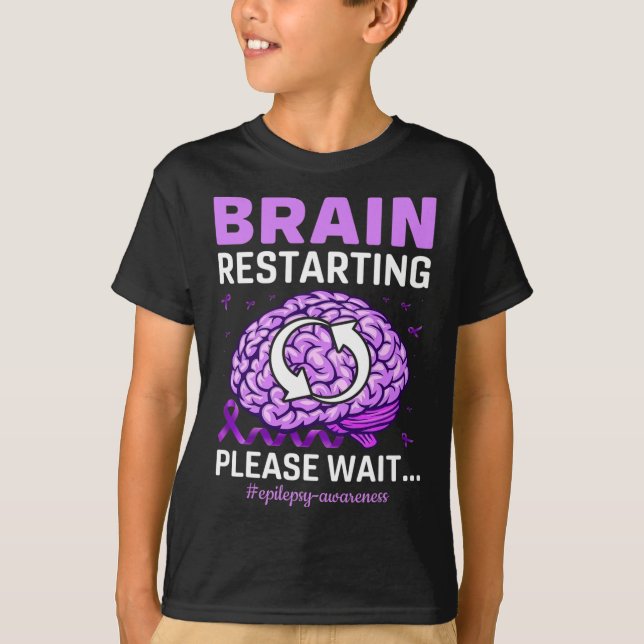 Epilepsi Awareness Funny Brain Restarting, tack W T Shirt (Framsida)