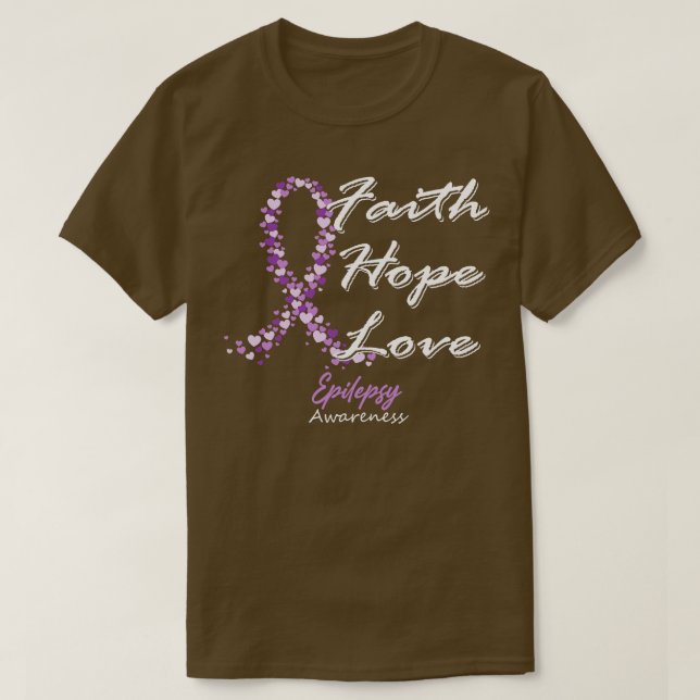 Epilepsi Awareness Hope Kärlek i denna familj T Shirt (Design framsida)