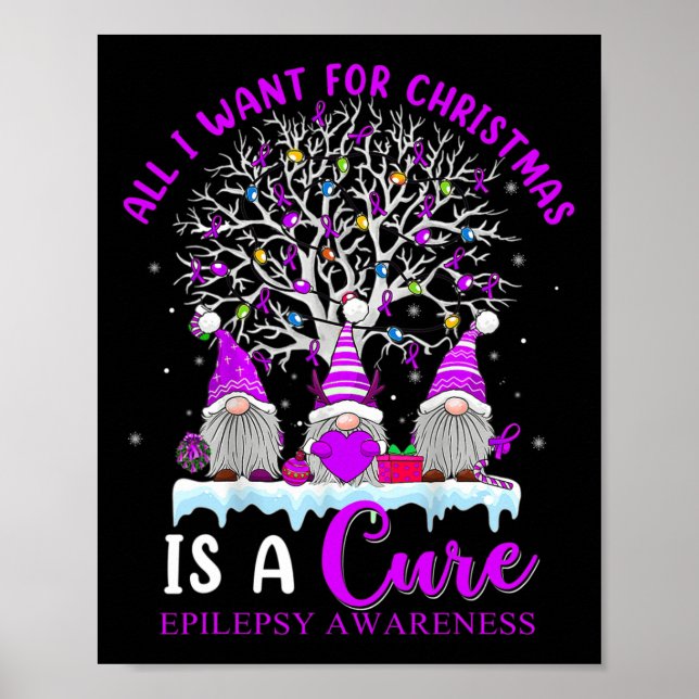 Epilepsi Awareness Ornament Julgran Gnomes Poster (Framsidan)