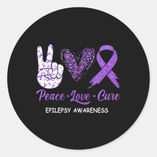 Epilepsi Awareness Peace Kärlek Cure Leopard Runt Klistermärke