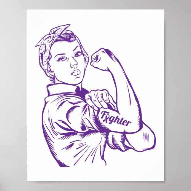 Epilepsi Awareness Rosie Riveter Fighter Ribbon Poster (Framsidan)