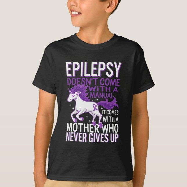 Epilepsi Awareness Unicorn Lila Ribbon Seizure D T Shirt (Framsida)