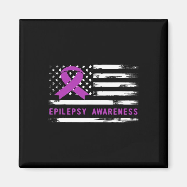 Epilepsi Awarness American Flagga Ribbon Magnet (Framsidan)