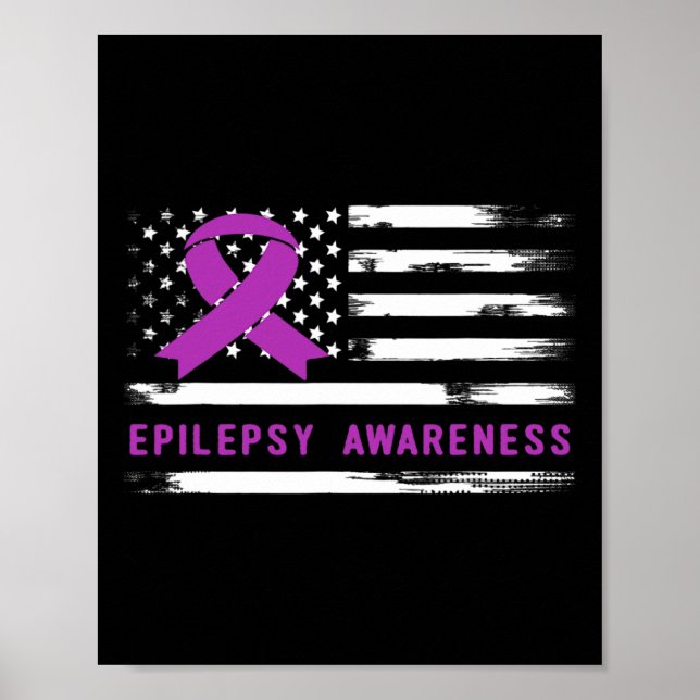 Epilepsi Awarness American Flagga Ribbon Poster (Framsidan)