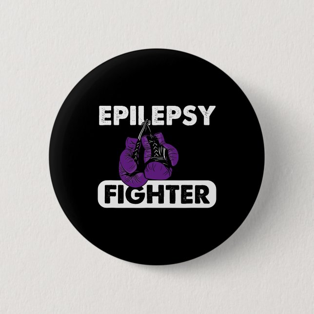 Epilepsi Fighter Boxing Survivor Lila Ribbon Knapp (Framsida)