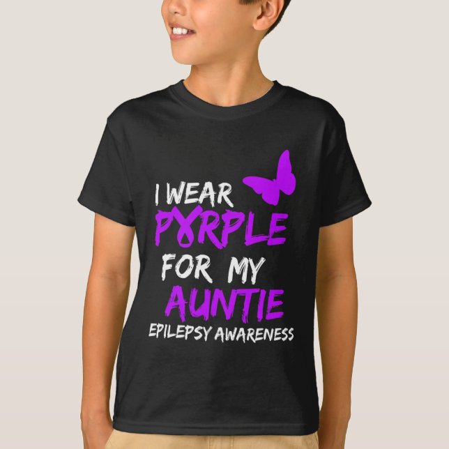 Epilepsi I Bärans Lila för min Auntie Ribbon T Shirt (Framsida)