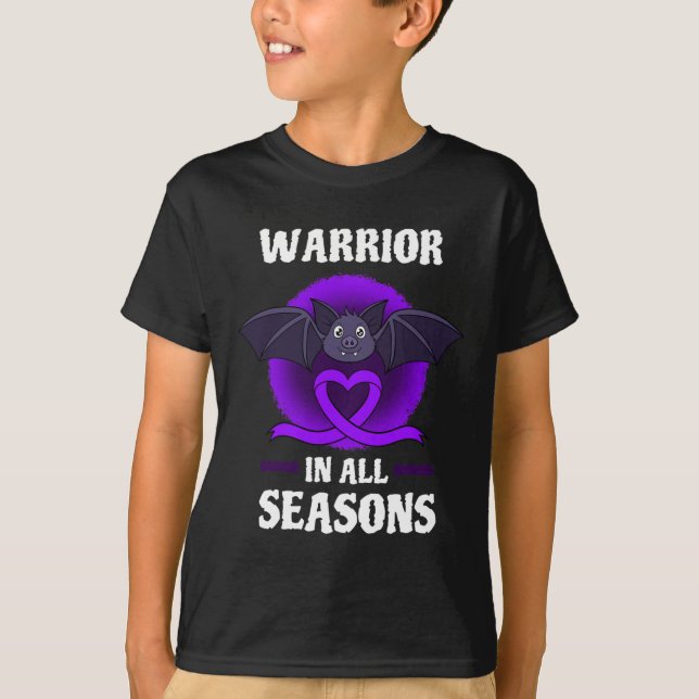 Epilepsi Lila Awareness Ribbon Warrior Fladdermus  T Shirt (Framsida)