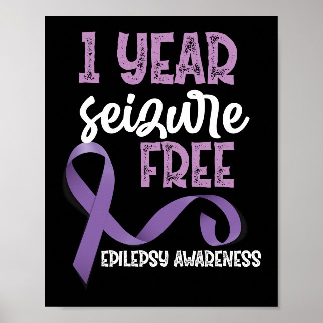 Epilepsi Medeness 1 Year Seizure Free Ribbon Poster (Framsidan)
