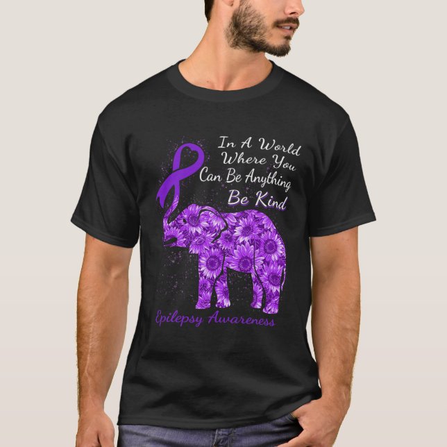 Epilepsi Medvetenhet Solros Elephant Be T Shirt (Framsida)