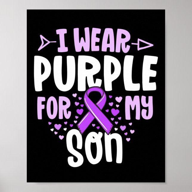 Epilepsi Ribbon I Bära Lila för min son Gift Awar Poster (Framsidan)
