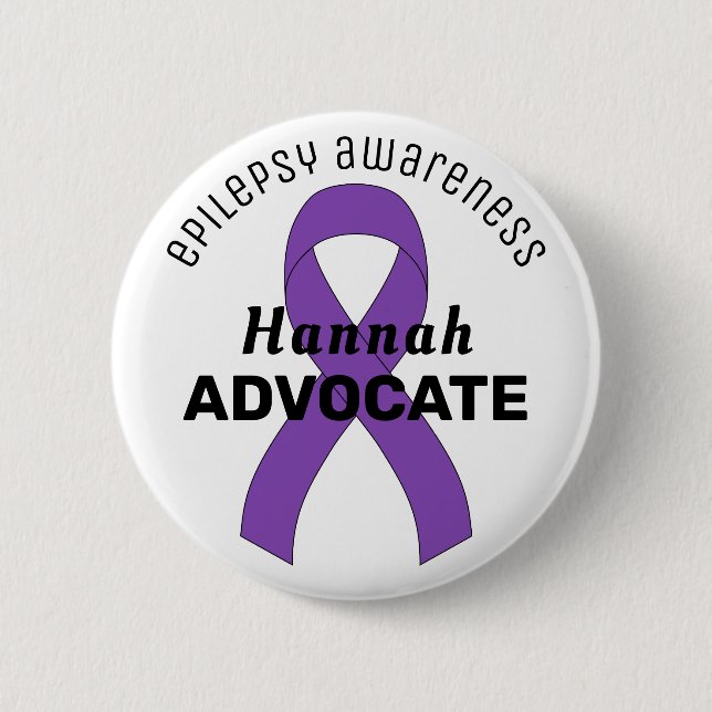 Epilepsi Ribbon White Button Knapp (Framsida)