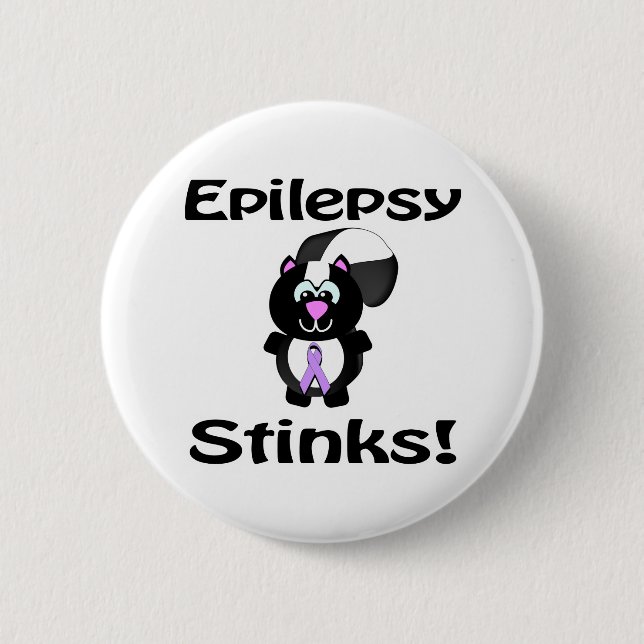 Epilepsi Stinker Skunk Medvetenhet Design Knapp (Framsida)