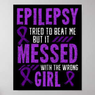Epilepsi Warrior Day Epileptic Girl Survivo Lila Poster