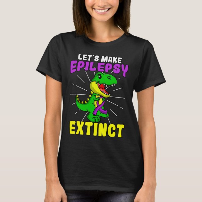 Epilepsi Warrior Epileptic Utdödar Dinosaur Seizur T Shirt (Framsida)