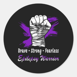 Epilepsi Warrior Fighter Lila Ribbon Epilepsy Su Runt Klistermärke