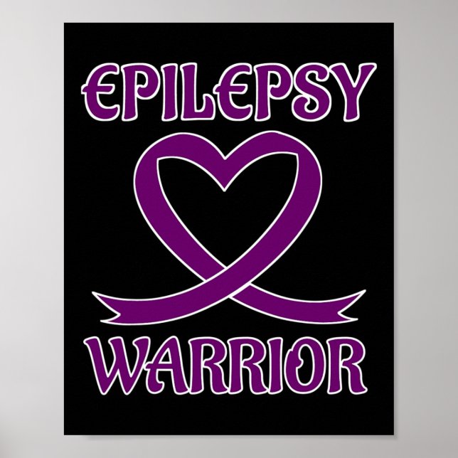 Epilepsi Warrior Lila Heart Ribbon Awareness Poster (Framsidan)