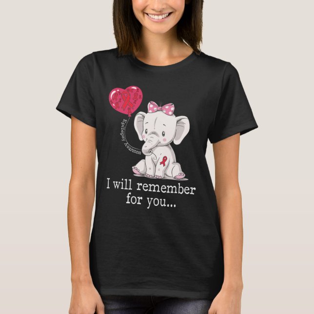 Epilepsimedvetande Elefant  T Shirt (Framsida)