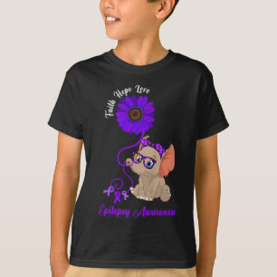 Epilepsimedvetande Elefant Tro Hopp Kärlek Solros T Shirt