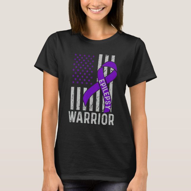 Epilepsimedvetande Epileptikaswarrior Survivor T Shirt (Framsida)