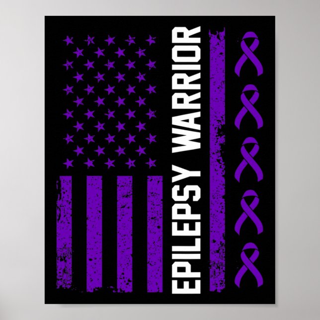 Epilepsimedvetande Epileptisk Warrior Överlevare 7 Poster (Framsidan)