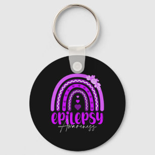 Epilepsimedvetande-regnbåge Lila .co Nyckelring