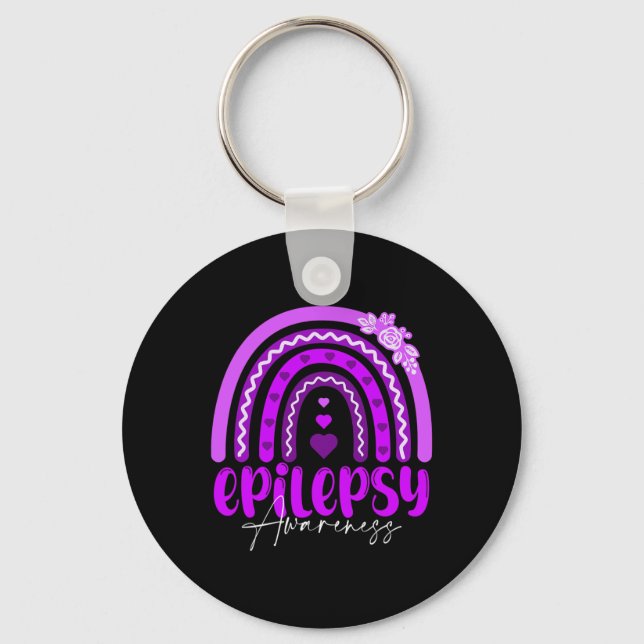 Epilepsimedvetande-regnbåge Lila .co  Nyckelring (Framsida)