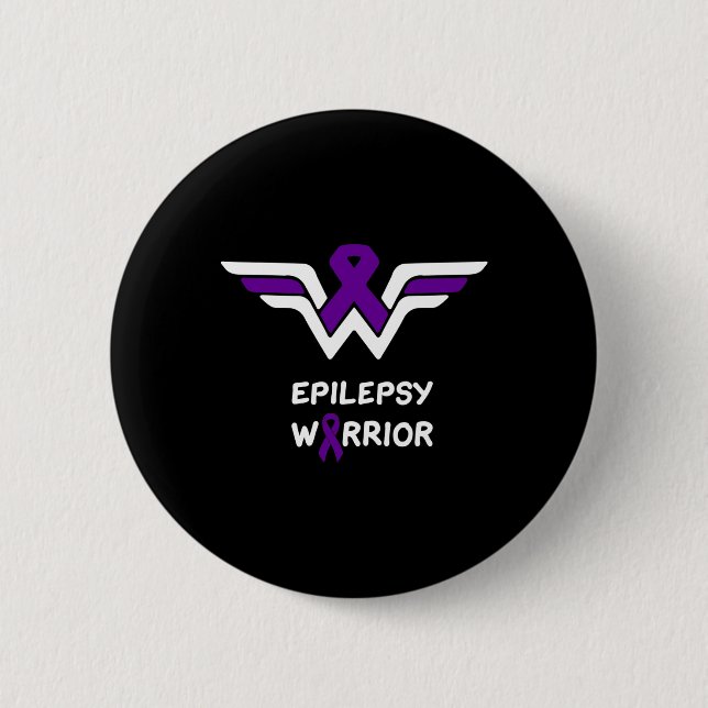 Epilepsimedvetande Warrior Stöd Överlevande Lila Knapp (Framsida)