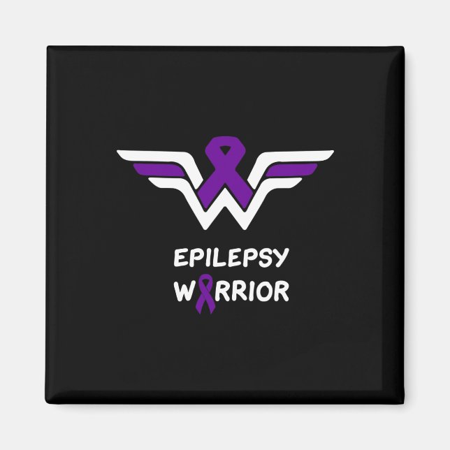 Epilepsimedvetande Warrior Stöd Överlevande Lila Magnet (Framsidan)