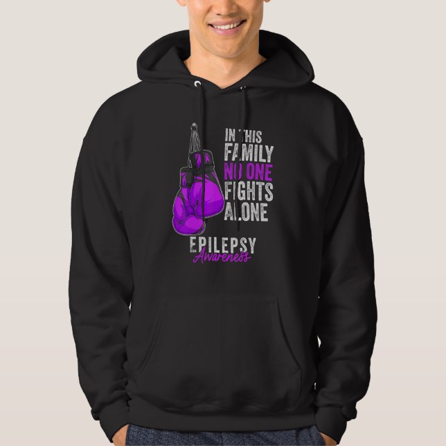 Epilepsimedvetandegrad Månadshandskar Lila Ribbon Hoodie (Framsida)
