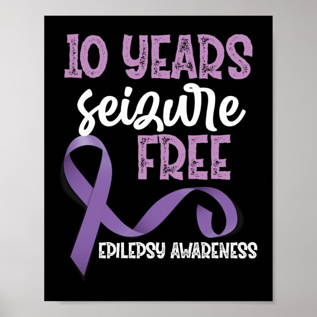 Epilepsimedvetenhet 10 år Ribbon fri från eizure Poster (Framsidan)