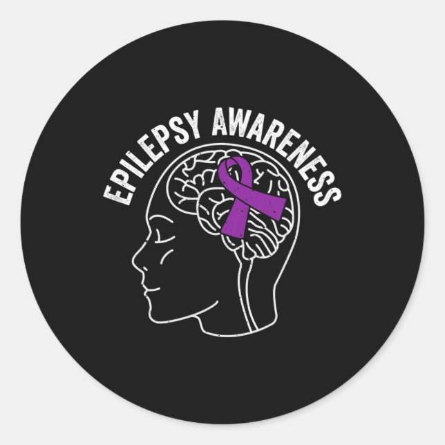 Epilepsimedvetenhet 5  runt klistermärke (Framsida)