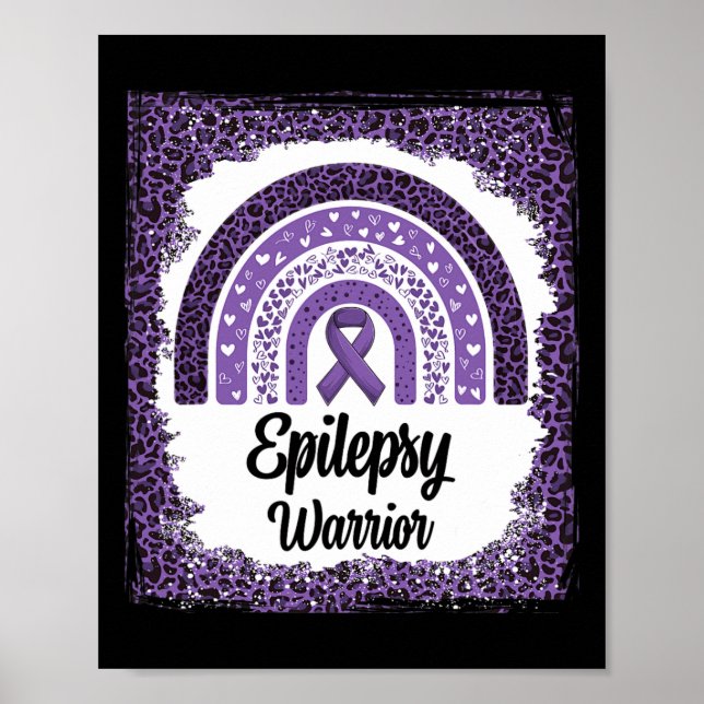 Epilepsimedvetenhet blekt Lila av Rainbow Leopard Poster (Framsidan)