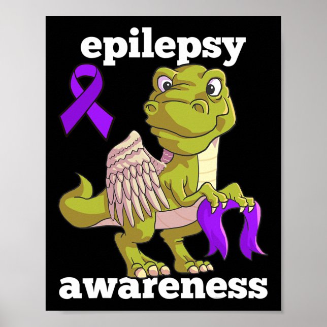 Epilepsimedvetenhet Cute Dinosaur T Rex Warrior Pu Poster (Framsidan)